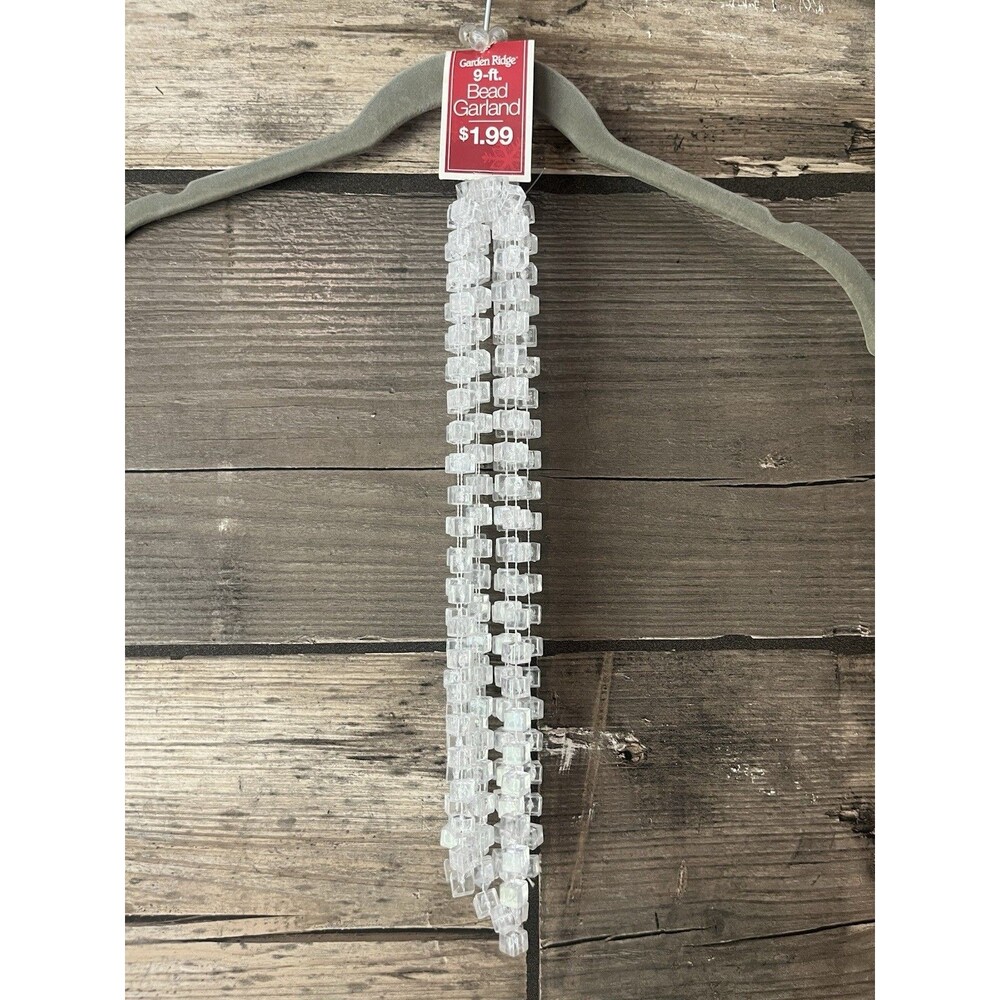 Vintage Garden Ridge Square Block 9 Feet Garland Clear
